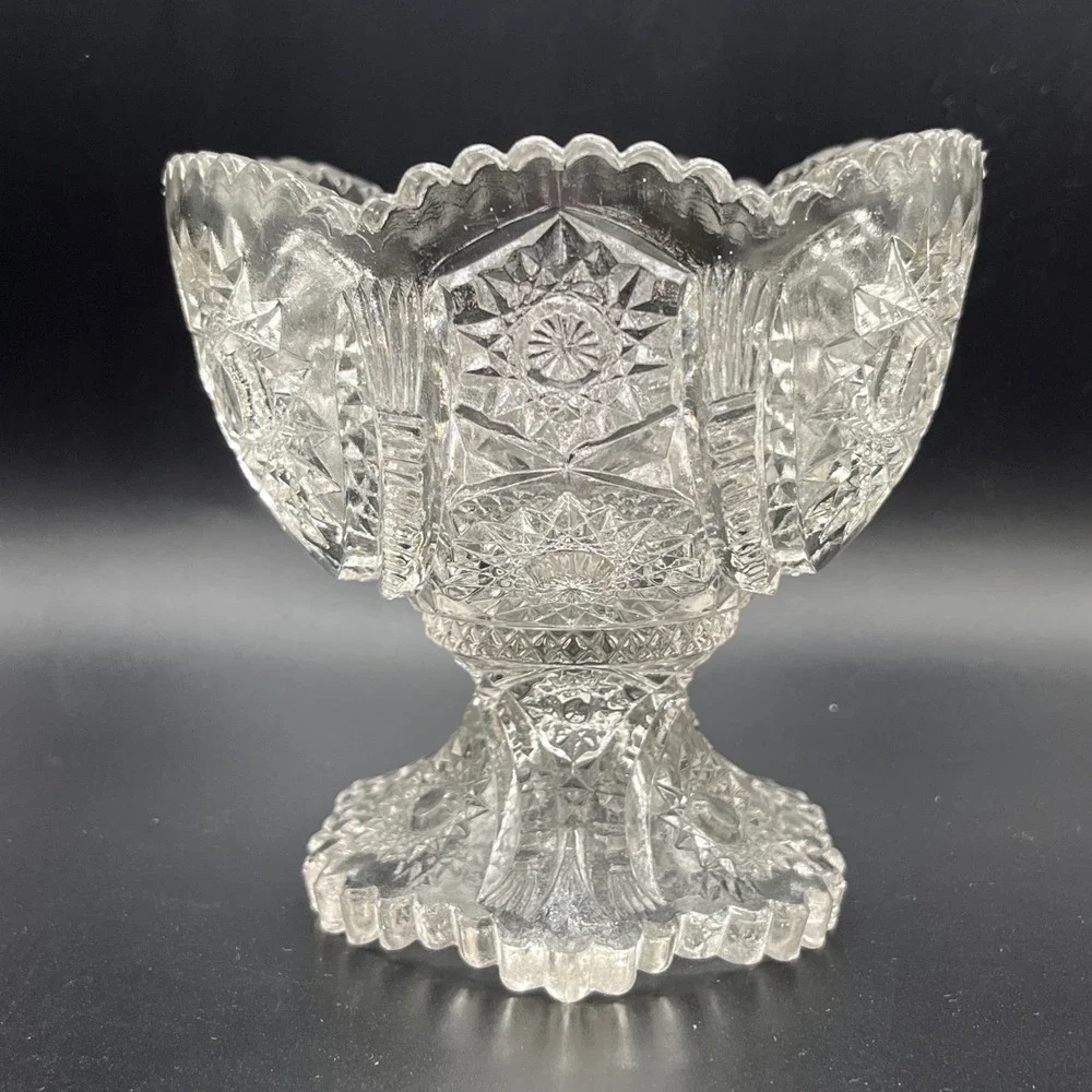 EAPG Clear‎ Pressed Glass Miniature Childs Punch Bowl Starburst Candy Dish 4.5